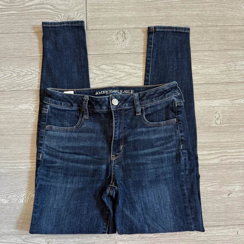 American Eagle Outfitters Women's Blue High Rise Skinny Jean Jeggings 10 Long - Picture 2 of 7